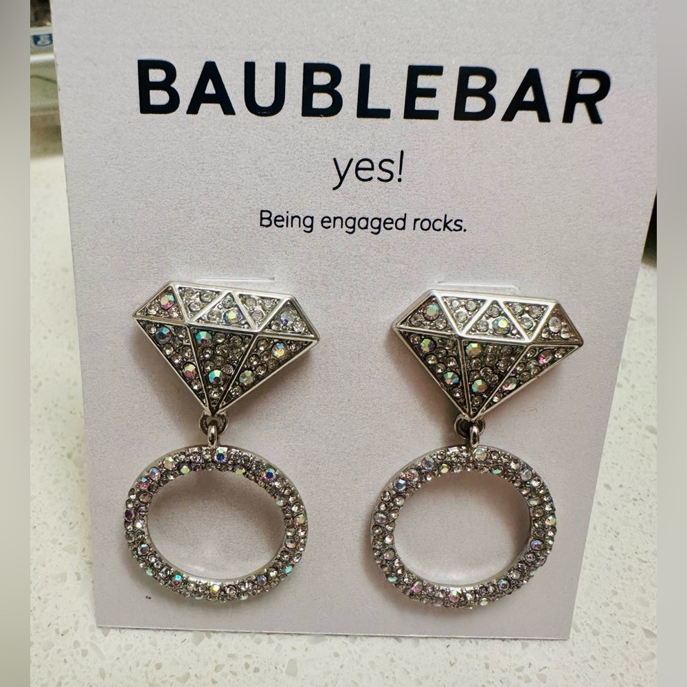 BaubleBar Engaged/Wedding/Bride earrings, beautiful for bachelorette events